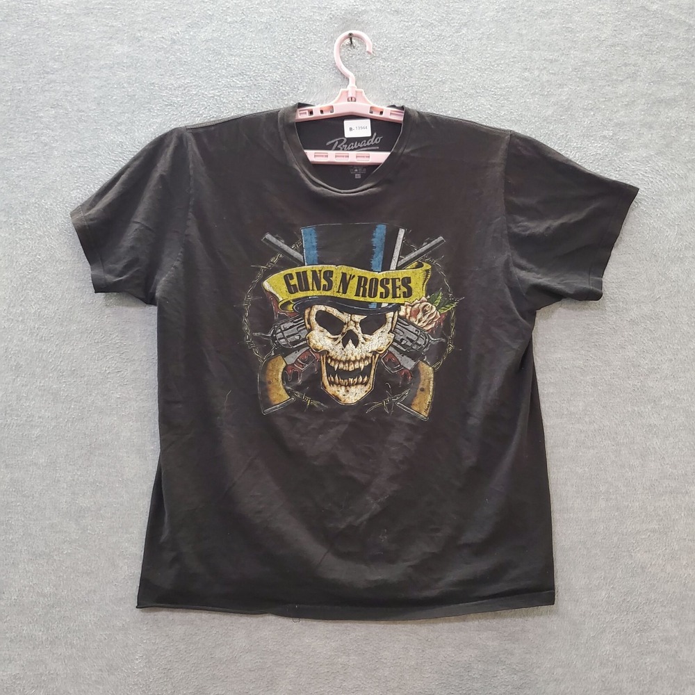Guns N Roses Men Shirt Large Black Rock Band Short Sleeve Tee READ